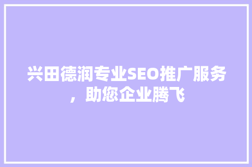兴田德润专业SEO推广服务，助您企业腾飞