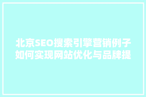 北京SEO搜索引擎营销例子如何实现网站优化与品牌提升的完美结合