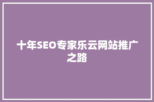 十年SEO专家乐云网站推广之路