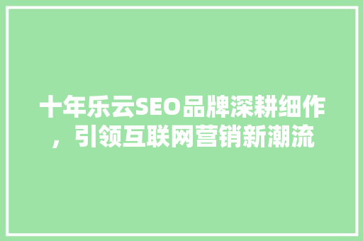 十年乐云SEO品牌深耕细作，引领互联网营销新潮流