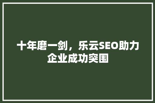 十年磨一剑，乐云SEO助力企业成功突围