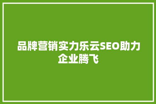 品牌营销实力乐云SEO助力企业腾飞