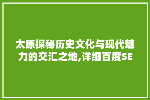 太原探秘历史文化与现代魅力的交汇之地,详细百度SEO关键词优化步骤