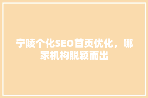 宁陵个化SEO首页优化，哪家机构脱颖而出