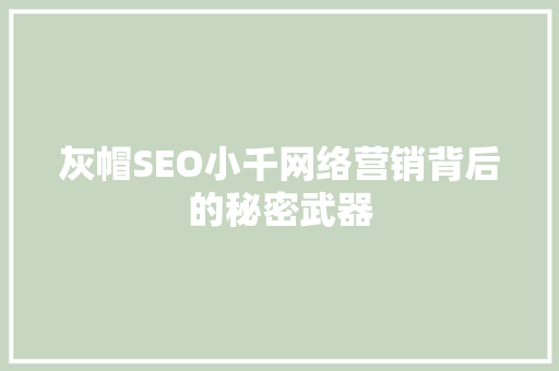 灰帽SEO小千网络营销背后的秘密武器