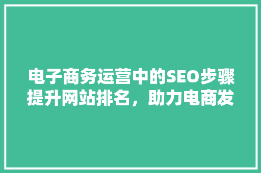 电子商务运营中的SEO步骤提升网站排名，助力电商发展