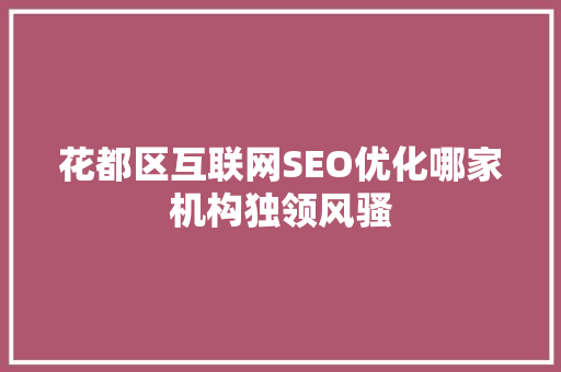 花都区互联网SEO优化哪家机构独领风骚