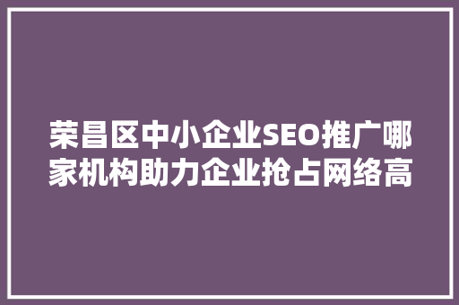 荣昌区中小企业SEO推广哪家机构助力企业抢占网络高地