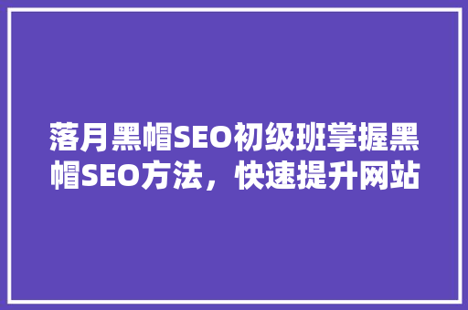 落月黑帽SEO初级班掌握黑帽SEO方法，快速提升网站排名