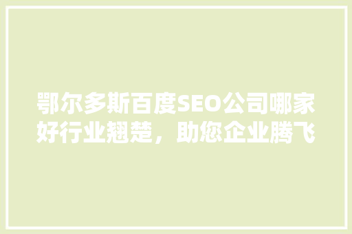 鄂尔多斯百度SEO公司哪家好行业翘楚，助您企业腾飞