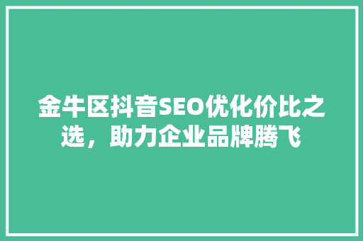 金牛区抖音SEO优化价比之选，助力企业品牌腾飞