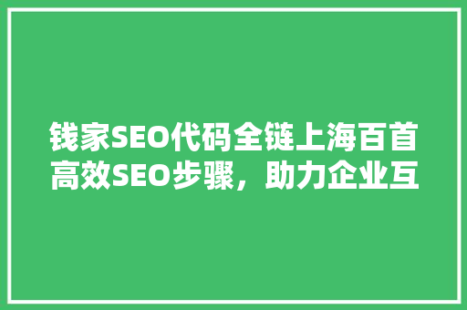 钱家SEO代码全链上海百首高效SEO步骤，助力企业互联网营销
