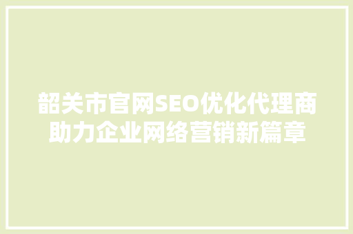韶关市官网SEO优化代理商助力企业网络营销新篇章