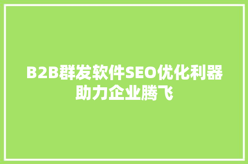 B2B群发软件SEO优化利器助力企业腾飞