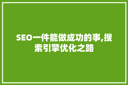 SEO一件能做成功的事,搜索引擎优化之路