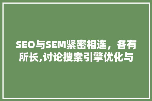 SEO与SEM紧密相连，各有所长,讨论搜索引擎优化与营销的内在联系与区别