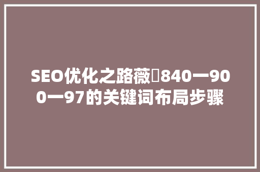 SEO优化之路薇鈊840一900一97的关键词布局步骤