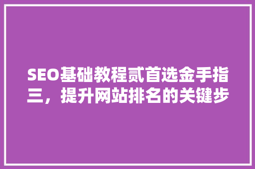SEO基础教程贰首选金手指三，提升网站排名的关键步骤