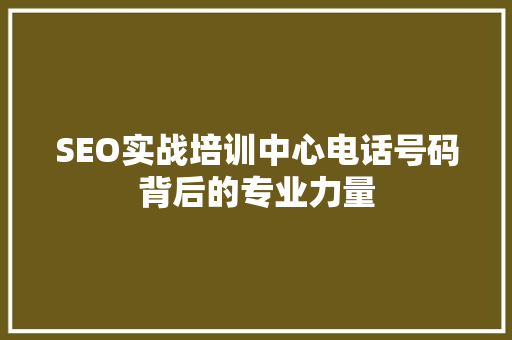 SEO实战培训中心电话号码背后的专业力量