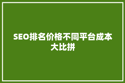 SEO排名价格不同平台成本大比拼