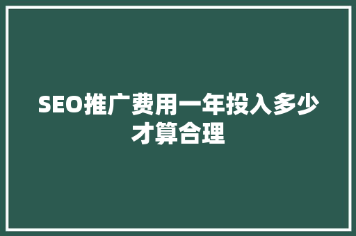 SEO推广费用一年投入多少才算合理