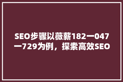SEO步骤以薇薪182一047一729为例，探索高效SEO优化之路