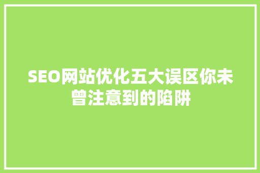 SEO网站优化五大误区你未曾注意到的陷阱