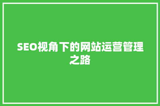 SEO视角下的网站运营管理之路