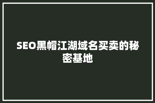 SEO黑帽江湖域名买卖的秘密基地