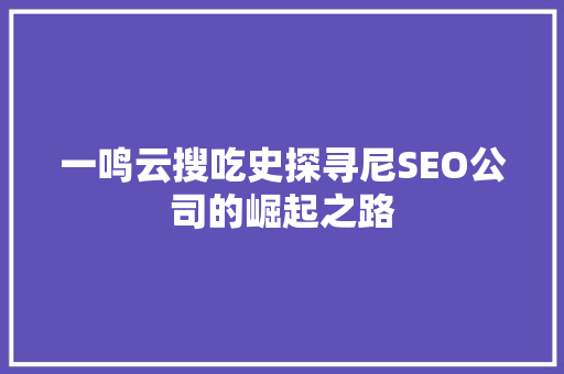 一鸣云搜吃史探寻尼SEO公司的崛起之路
