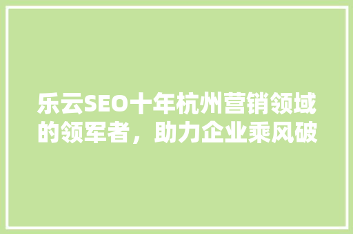 乐云SEO十年杭州营销领域的领军者，助力企业乘风破浪