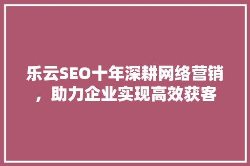 乐云SEO十年深耕网络营销，助力企业实现高效获客