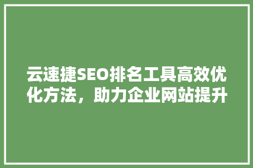 云速捷SEO排名工具高效优化方法，助力企业网站提升在线竞争力