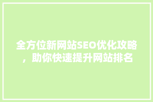 全方位新网站SEO优化攻略，助你快速提升网站排名