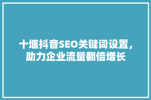 十堰抖音SEO关键词设置，助力企业流量翻倍增长