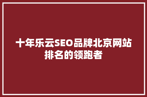十年乐云SEO品牌北京网站排名的领跑者