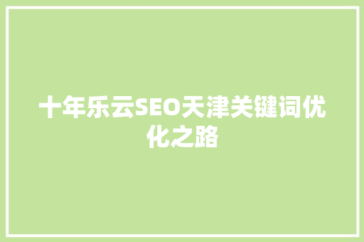 十年乐云SEO天津关键词优化之路