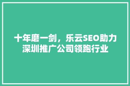 十年磨一剑，乐云SEO助力深圳推广公司领跑行业