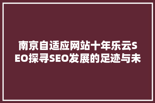 南京自适应网站十年乐云SEO探寻SEO发展的足迹与未来展望
