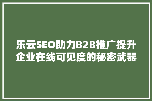 乐云SEO助力B2B推广提升企业在线可见度的秘密武器