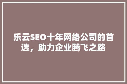 乐云SEO十年网络公司的首选，助力企业腾飞之路