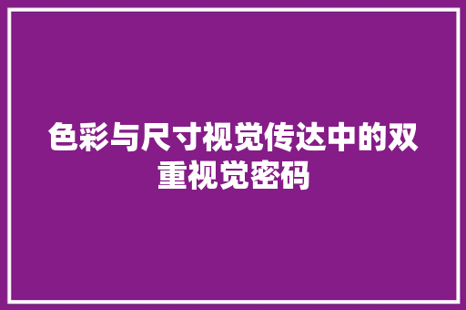 色彩与尺寸视觉传达中的双重视觉密码