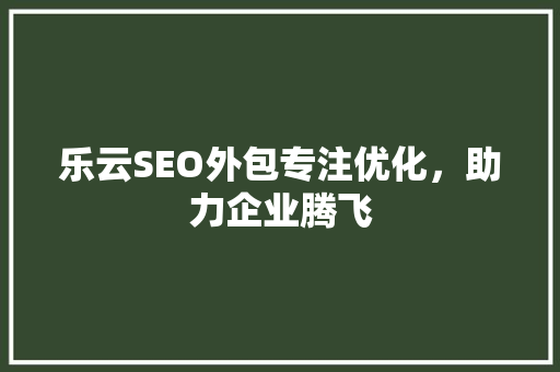 乐云SEO外包专注优化，助力企业腾飞