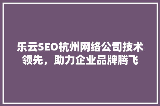 乐云SEO杭州网络公司技术领先，助力企业品牌腾飞