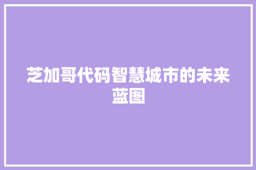芝加哥代码智慧城市的未来蓝图