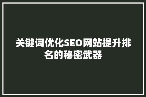 关键词优化SEO网站提升排名的秘密武器