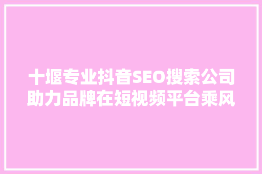 十堰专业抖音SEO搜索公司助力品牌在短视频平台乘风破浪