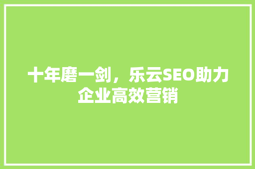 十年磨一剑，乐云SEO助力企业高效营销
