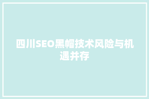 四川SEO黑帽技术风险与机遇并存