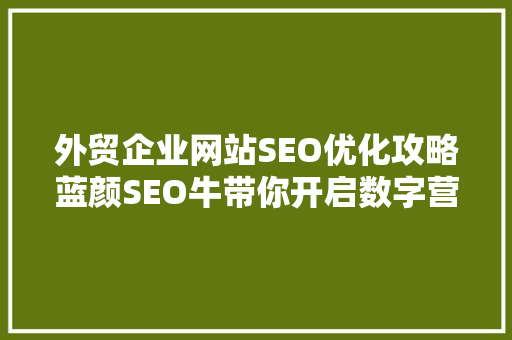 外贸企业网站SEO优化攻略蓝颜SEO牛带你开启数字营销新篇章